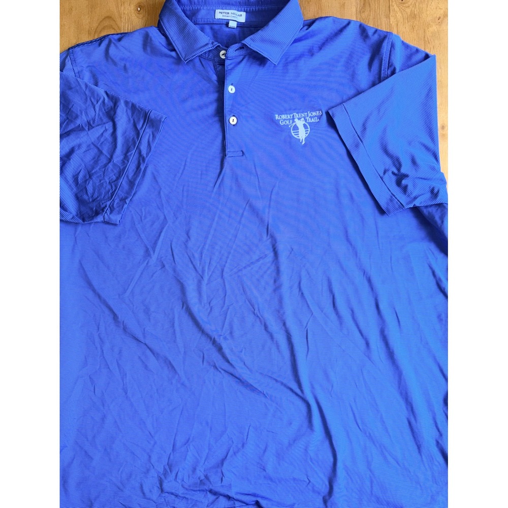 Peter Millar Summer Comfort Polo Shirt Mens XXL Blue Stripe Robert Trent 488